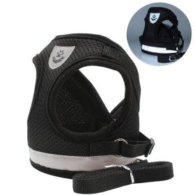 Harnesses and dog leash set; Pet Chest Strap Vest Dog Towing Rope Reflective Breathable Dog Rope Pet Supplies (Specification (L * W): XS, colour: black)