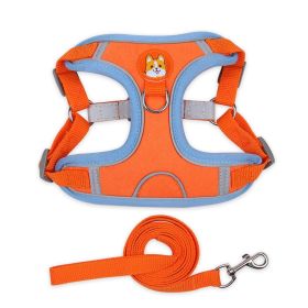 Harnesses set; Pet Chest Strap Vest Dog Strap Small Dog Rope (Specification (L * W): XL, colour: orange)