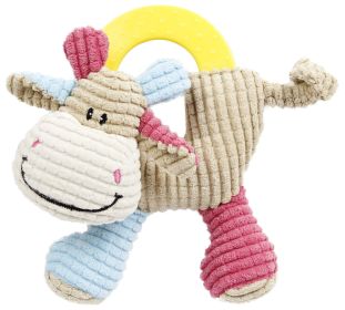Pet Life 'Moo-cifier' Plush Squeaking and Rubber Teething Puppy Toy (Color: Brown / Blue / Pink)