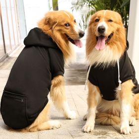 Plaid Dog Hoodie with Hat and Pocket Classic Plaid (colour: Big dog zipper pocket sweater black, size: 4XL (chest circumference 82, back length 62cm))