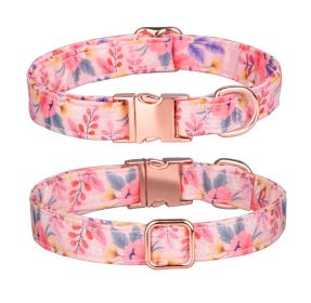 Sunflower pet collar cotton breathable dog collar (colour: pink, size: S width 1.5 adjustment 26-42cm)