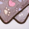 Soft Brown Heart Claw Print Pet Blanket For Dog