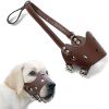 Dog Muzzle Leather, Comfort Secure Anti-Barking Muzzles For Small Medium Large Dogs, Breathable And Adjustable