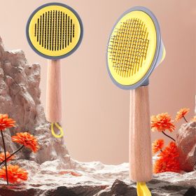 OneKey Pet Hair Remover Comb Pet Comb Grooming Brush Pet Hair Cleaner Brush Cat Shedding Brush Self Cleaning Slicker (Color: Yellow)