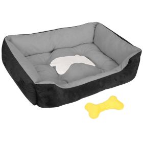 Pet Dog Bed Soft Warm Fleece Puppy Cat Bed Dog Cozy Nest Sofa Bed Cushion Mat (Color: Black, size: S)