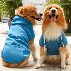 Plaid Dog Hoodie with Hat and Pocket Classic Plaid (colour: Big dog zipper pocket sweater lake blue, size: 3XL (chest circumference 70, back length 55cm))