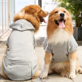 Plaid Dog Hoodie with Hat and Pocket Classic Plaid (colour: Big dog zipper pocket sweater grey, size: XS (chest circumference 32, back length 20cm))