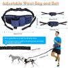 Hands Free Dog Leash with Waist Bag for Walking Small Medium Large Dogs;  Reflective Bungee Leash with Car Seatbelt Buckle and Dual Padded Handles