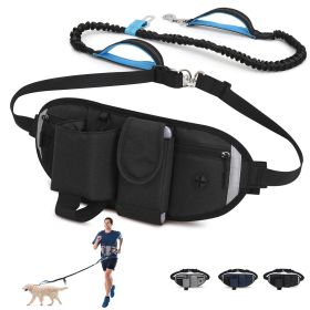 Hands Free Dog Leash with Waist Bag for Walking Small Medium Large Dogs;  Reflective Bungee Leash with Car Seatbelt Buckle and Dual Padded Handles (Leash: 1 dog, Color: Black)