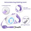 16FT Retractable Dog Leash Extendable with Flashlight RGB Light 2 Rolls of Waste Bags Dispenser