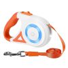 16FT Retractable Dog Leash Extendable with Flashlight RGB Light 2 Rolls of Waste Bags Dispenser