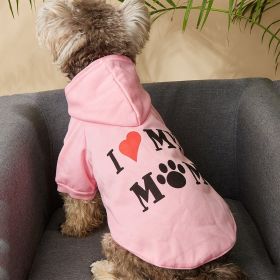 Pet Hoodie For Dogs; I Love My Mom Dog Hoodie Shirts (Color: Pink, size: XS)