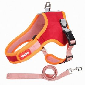 Harnesses Suede Pet Chest Strap Saddle Vest Style Dog Chest Back Reflective (Specification (L * W): M, colour: red)