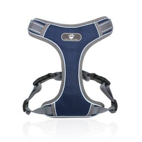 Pet Traction Rope Mesh Breathable Big Dog Chest Strap Vest Reflective Dog Rope Spot (Specification (L * W): L (32-55 kg), colour: Dark Blue)