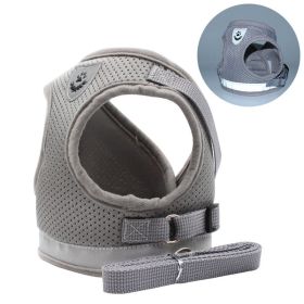 Harnesses and dog leash set; Pet Chest Strap Vest Dog Towing Rope Reflective Breathable Dog Rope Pet Supplies (Specification (L * W): XL, colour: silver grey)