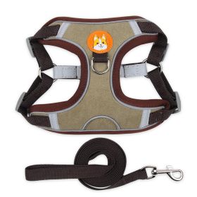 Harnesses set; Pet Chest Strap Vest Dog Strap Small Dog Rope (Specification (L * W): M, colour: Brown)