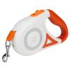 16FT Retractable Dog Leash Extendable with Flashlight RGB Light 2 Rolls of Waste Bags Dispenser
