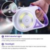 16FT Retractable Dog Leash Extendable with Flashlight RGB Light 2 Rolls of Waste Bags Dispenser
