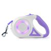 16FT Retractable Dog Leash Extendable with Flashlight RGB Light 2 Rolls of Waste Bags Dispenser