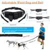 Hands Free Dog Leash with Waist Bag for Walking Small Medium Large Dogs;  Reflective Bungee Leash with Car Seatbelt Buckle and Dual Padded Handles