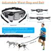 Hands Free Dog Leash with Waist Bag for Walking Small Medium Large Dogs;  Reflective Bungee Leash with Car Seatbelt Buckle and Dual Padded Handles