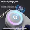 16FT Retractable Dog Leash Extendable with Flashlight RGB Light 2 Rolls of Waste Bags Dispenser