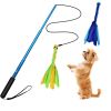Extendable Dog Flirt Pole with Lure Teaser Wand Interactive Tail Toys