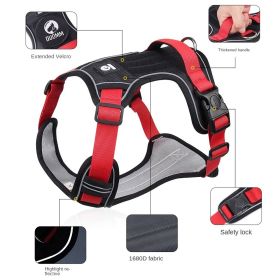 Harnesses; Cross border New Pet Towing Rope Vest Large Dog Chest Strap Reflective Explosion proof Flushing Dog Towing Rope (Specification (L * W): S, colour: black)