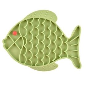 Anti-Choke Pet Dish Feeding New Slowly Eating Dog  Bowl Fish Shape Eating Tray (Color: Green)