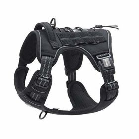 Tactical Dog Harness for Small Medium Dogs No Pull Adjustable Pet Harness Reflective K9 Working Training Easy Control Pet Vest Military Service Dog (Color: Army yellow, size: L(Neck)