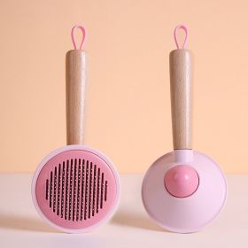 OneKey Pet Hair Remover Comb Pet Comb Grooming Brush Pet Hair Cleaner Brush Cat Shedding Brush Self Cleaning Slicker (Color: Pink)