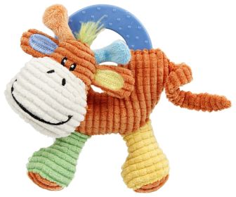 Pet Life 'Moo-cifier' Plush Squeaking and Rubber Teething Puppy Toy (Color: Orange / Green / Yellow)
