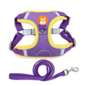 Harnesses set; Pet Chest Strap Vest Dog Strap Small Dog Rope (Specification (L * W): L, colour: purple)