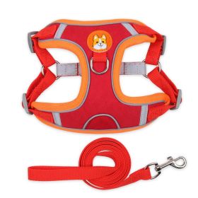 Harnesses set; Pet Chest Strap Vest Dog Strap Small Dog Rope (Specification (L * W): M, colour: red)