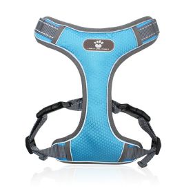 Pet Traction Rope Mesh Breathable Big Dog Chest Strap Vest Reflective Dog Rope Spot (Specification (L * W): S (6-12 kg), colour: Light blue)