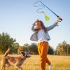 Extendable Dog Flirt Pole with Lure Teaser Wand Interactive Tail Toys