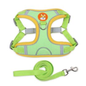 Harnesses set; Pet Chest Strap Vest Dog Strap Small Dog Rope (Specification (L * W): XL, colour: green)