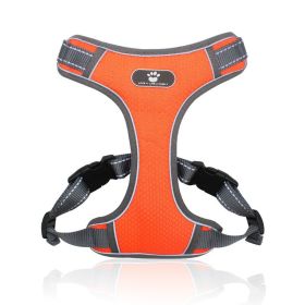 Pet Traction Rope Mesh Breathable Big Dog Chest Strap Vest Reflective Dog Rope Spot (Specification (L * W): XL (55-90kg), colour: orange)