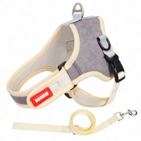 Harnesses Suede Pet Chest Strap Saddle Vest Style Dog Chest Back Reflective (Specification (L * W): XL, colour: grey)