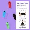 16FT Retractable Dog Leash Extendable with Flashlight RGB Light 2 Rolls of Waste Bags Dispenser
