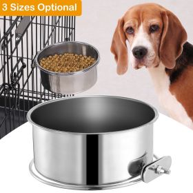 Stainless Steel Dog Bowl Pets Hanging Food Bowl Detachable Food Water Bowl with Clamp (size: M)