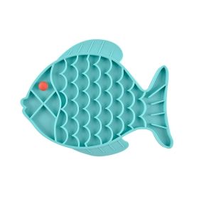 Anti-Choke Pet Dish Feeding New Slowly Eating Dog  Bowl Fish Shape Eating Tray (Color: Blue)