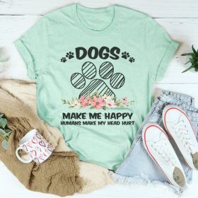 Dogs Make Me Happy T-Shirt (Color: Mint Green, size: XXL)