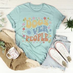 Dogs Over People T-Shirt (Color: Light Blue, size: XXL)