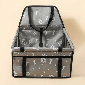 Pet Dogs Car Booster Seat Travel Carrier Cage; Oxford Breathable Folding Soft Washable (Color: Gray)
