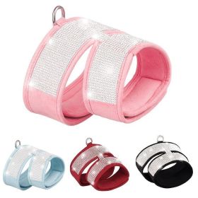 Pet Harness For Dog  Rhinestone Soft Harness; Soft Dog Vest Harness For Outdoor Walking (Color: Pink, size: M)
