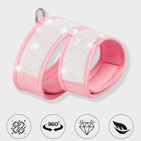 Pet Harness For Dog  Rhinestone Soft Harness; Soft Dog Vest Harness For Outdoor Walking (Color: Pink, size: L)