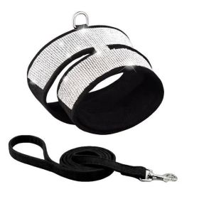 Pet Harness For Dog  Rhinestone Soft Harness; Soft Dog Vest Harness For Outdoor Walking (Color: Black, size: M)