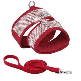 Pet Harness For Dog  Rhinestone Soft Harness; Soft Dog Vest Harness For Outdoor Walking (Color: Red / Black, size: S)