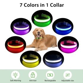 Solar And USB Rechargeable Light Up Pet Collar Waterproof LED Dog & Cat Collars For Night Walking (Color: Orange, size: [L])